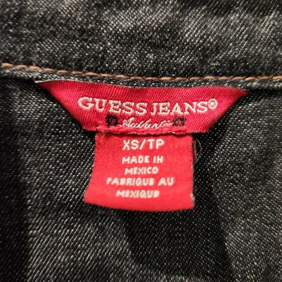 Vintage Y2K Guess Jeans XS/TP Dark Wash Denim Button Front Short Jumpsuit - Picture 2 of 7